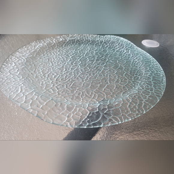 Textured Embedded Glass Charger Serving Dish Platter - Picture 6 of 7